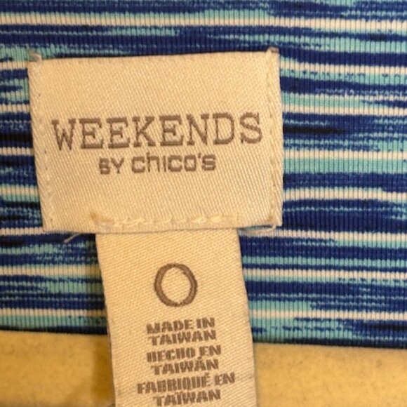 Chico's Blouse Women's Size Small Weekends Tshirt Athleisure Blue Chico's 0‎ - Picture 3 of 4